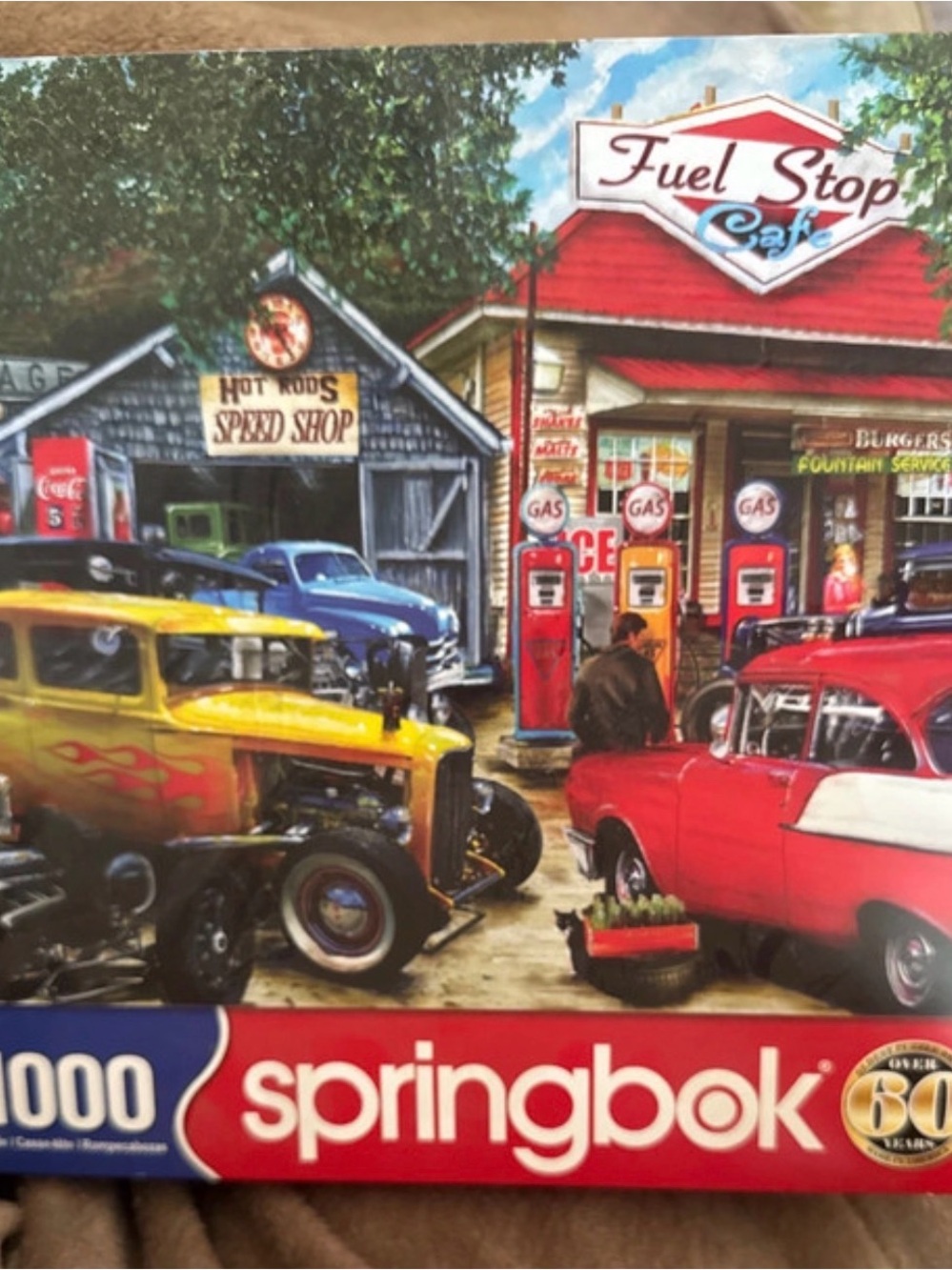 Vintage Gas Station Puzzle - Red & Yellow